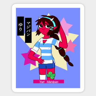 Yuri Marzipan the Oni - Cute Preppy (baby blue stripes) Sticker